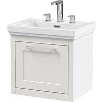 Balterley Wall Hung 1 Drawer Vanity Unit & 3TH Fireclay Basin, 500mm, White