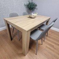 KOSY KOALA Oak Effect table with 4 Grey Faux Leather Gem Chairs in Light Oak