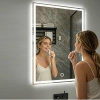 Gr8 Home LED Bathroom Mirror 60x90cm Anti-Fog Dimmable in Clear | Size: 60x90 cm