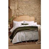 CHRISTY 'Clover' Romantic Floral Cotton Percale Bow-Tied Duvet Cover Set in White | Size: Single