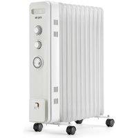 Air Pro Oil Filled 11 Fin Portable Electric Radiator Heater 2500W in White