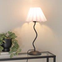 ValueLights Wiggle Black Metal Single Stem Table Lamp with Scallop Tapered Lamp Shade in Lilac