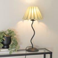 ValueLights Wiggle Black Metal Single Stem Table Lamp with Scallop Tapered Lamp Shade in Pale Green