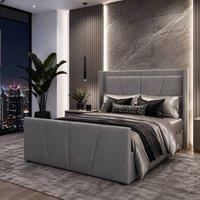 Harmin LUXURY 5ft King Grey SUNSHINE Plush Velvet Ottoman Sunshine Winged bed