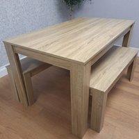 KOSY KOALA Dining Table With 2 Bench, Dining Room Table Set for 4 in Beige