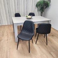 KOSY KOALA Modern Rectangle Dining Table Set With 4 Black Gem Pattern Chairs Dining Room Furniture in Brown