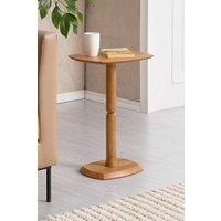 MH London Solid Mango Wood Pedestal Side Table, End Table for Living Room - Firma in Light Brown