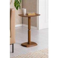 MH London Solid Mango Wood Pedestal Side Table, End Table for Living Room - Firma in Walnut