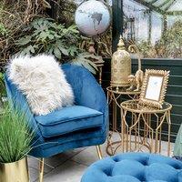 Madison & Mayfair Blue Brooklyn Velvet Chair with Padded Cushion & Gold Legs