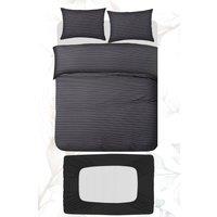 Grace Luxury 4 Piece Duvet Cover Set with Fitted Sheet in Charcoal | Size: Single