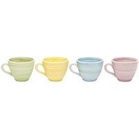 Verano Spanish Ceramics Pastel Beach Kitchen Set of 4 Mixed Everyday Cups (H) 9.5cm