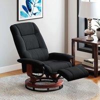 HOMCOM Manual Recliner Swivel Reclining Chair with Footrest Armrests, Black | Size: Armchair