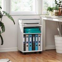 HOMCOM 2-Tier Printer Stand with Storage & Wheels, White