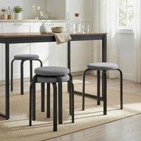 HOMCOM Stackable Stools Modern Cushioned Set of 4 Dark Grey
