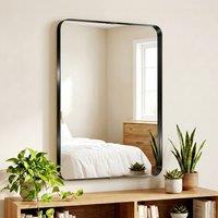 HOMCOM Rectangular Wall Mirror, 90 x 60 cm Wall Mounted Bathroom Mirror in Black
