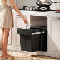 HOMCOM Kitchen Cupboard Bin with 40L Dual Compartment, Pull Out Bin, Black