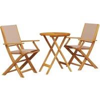 Berkfield Home 3 Piece Bistro Set Taupe Fabric & Solid Wood