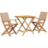Berkfield Home 3 Piece Bistro Set Taupe Fabric & Solid Wood