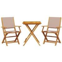 Berkfield Home 3 Piece Bistro Set Taupe Fabric & Solid Wood