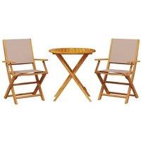 Berkfield Home 3 Piece Bistro Set Taupe Fabric & Solid Wood