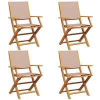 Berkfield Home Folding Garden Chairs 4 pcs Taupe Fabric & Solid Wood