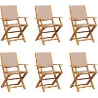 Berkfield Home Folding Garden Chairs 6 pcs Taupe Fabric & Solid Wood