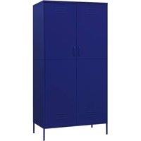 Berkfield Home Wardrobe Navy Blue 90x50x180 cm Steel | Size: 90 x 50 x 180 cm
