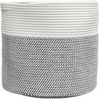 Berkfield Home Storage Basket Grey & White 40x35 cm Cotton | Size: 40x35 cm
