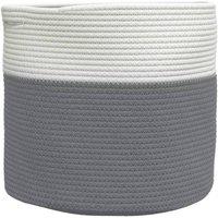 Berkfield Home Storage Basket Grey & White 40x35 cm Cotton | Size: 40x35 cm