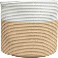 Berkfield Home Storage Basket Beige & White 40x35 cm Cotton | Size: 40x35 cm