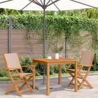 Berkfield Home Beautiful Garden Chairs 2 pcs Taupe Solid Wood Acacia & Fabric