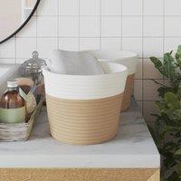 Berkfield Home Storage Baskets 2 pcs Beige & White 24x18 cm Cotton | Size: 24x18 cm
