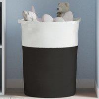Berkfield Home Storage Basket Black & White 49x65 cm Cotton | Size: 49x65 cm