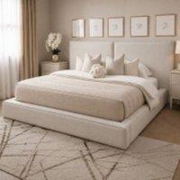 Stratus Interiors Tempa Modern Velvet Platform Bed with-Gas Lift Ottoman Storage-White in White | Size: Small Double