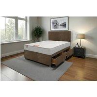 Knight Sleep Emily Naples Bed Set With Mattress, 2 Drawers Same Side & 24Headboard in Chocolate | Size: Super King