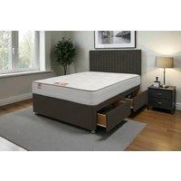 Knight Sleep Emily Naples Bed Set With Mattress, 2 Drawers Same Side & 24Headboard in Black | Size: King