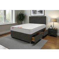 Knight Sleep Emily Naples Bed Set With Mattress, 2 Drawers Same Side & 24Headboard in Charcoal | Size: Super King