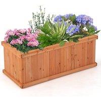 Costway Raised Garden Bed Fir Wood Planter Box W/ Drainage Holes Elevated Patio Planter in Orange
