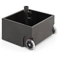 Costway 77kg Patio Umbrella Base Fillable Umbrella Stand Flower Box w/ 2 Universal Wheels in Black