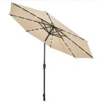 Costway 3M Garden Parasol 24 Solar Power LED Lights Patio Umbrella with Tilt & Crank Handle Beige