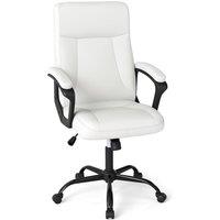 Costway Rolling Upholstered Executive Office Chair Ergonomic Swivel Task Chair in White