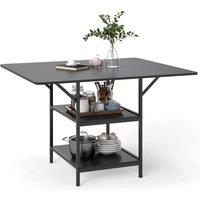 Costway Dining Table for 4-6 Rectangular Dining Table w/Storage Shelves in Black