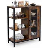 Gymax Sideboard Storage Cabinet Kitchen Bar Cabinet with Adjustable Shelves in Brown