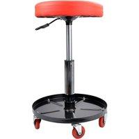 Nordara Adjustable Workshop Stool with Tray - Rotating Garage Seat UK in Red