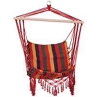 Nordara Outsunny Hammock Chair Swing Colourful Striped Seat in Red | Size: 100 cm