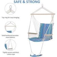 Nordara White rope-Footrest Armrest Patio Swing Seat Hanging Rope in Blue | Size: 15 cm