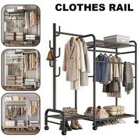 Nordara Black Double Clothes Rail Rack Heavy Duty Garment Wardrobe | Size: 100 cm x 100 cm