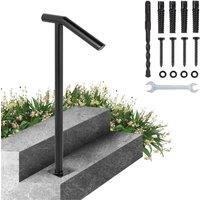 Nordara Aluminum Round Metal Handrail for 2-Step Stairs, Single Post in Black | Size: 1000mm 16000mm