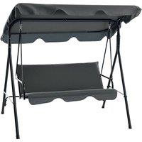 Nordara Outdoor 3-Seater Metal Hammock Swing Chair, Patio Bench Garden Grey | Size: 120 cm x 90 cm