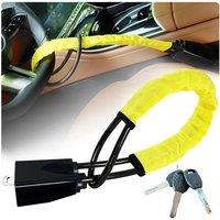 VOGREX 3 Keys Car Security Anti Theft Steering Wheel Seatbelt Lock in Yellow